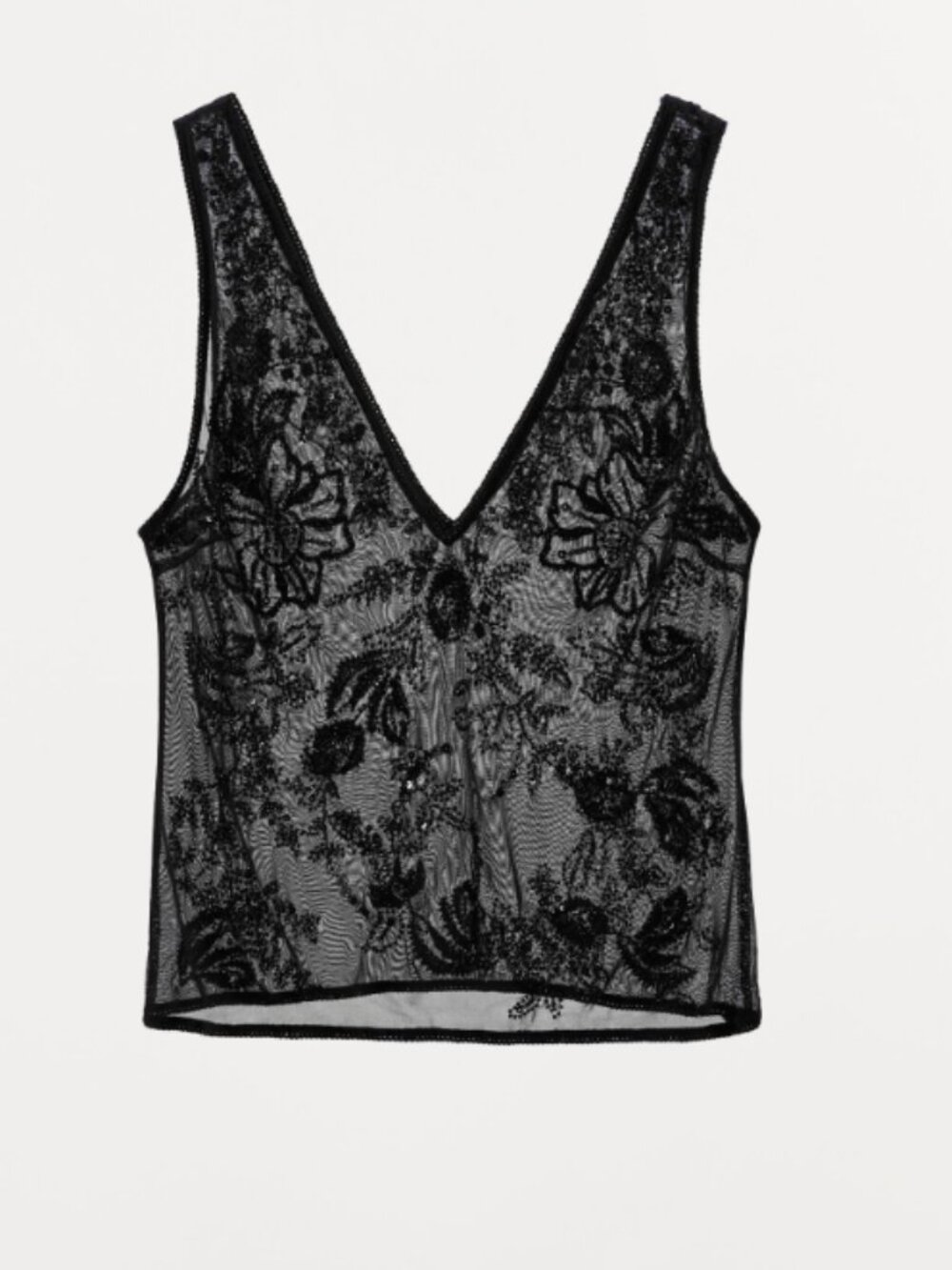 EMBROIDERED TULLE STRAP TOP | Zara | Size L - Like New